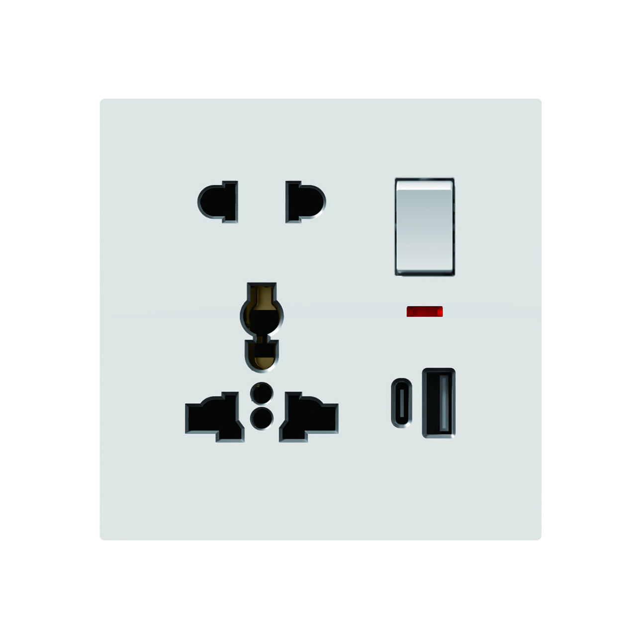 1 gang 5 pin universal socket with USB-A+C/20W